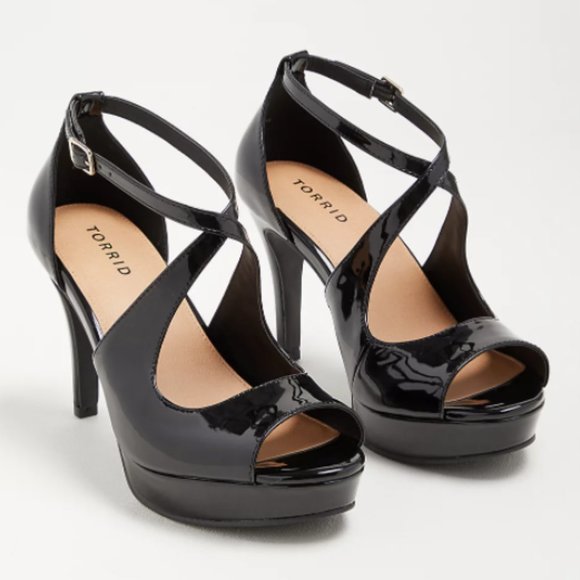 Torrid Black Patent Criss Cross Platform Heel - 8W - - Picture 1 of 3